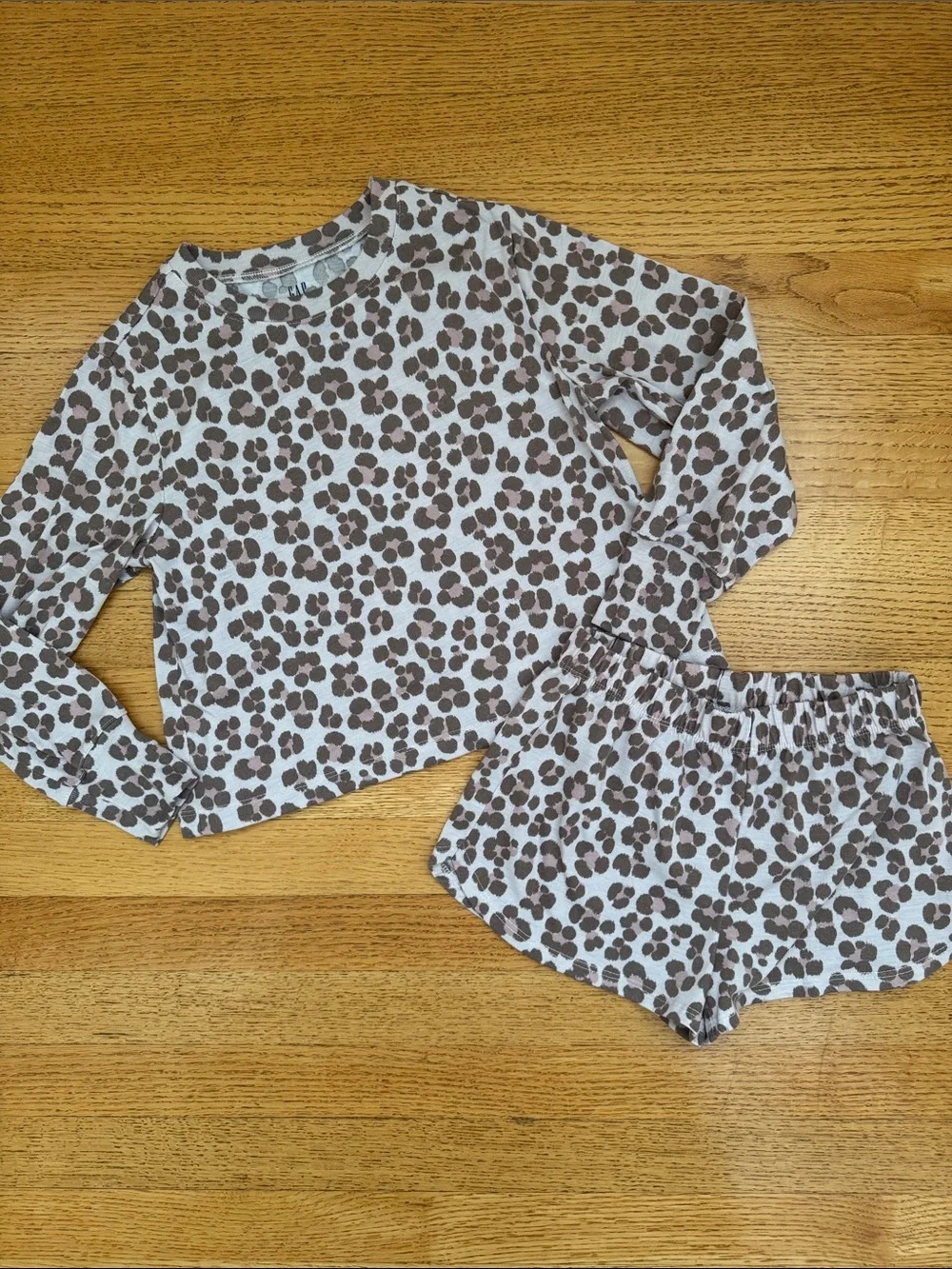 GAP Brown and Dusty Rose Leopard Print Kids Pajama Set